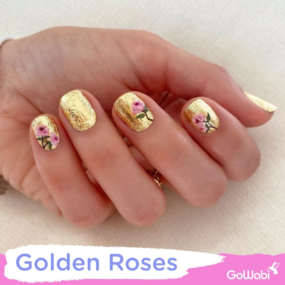 ไอเดียทาเล็บ ลาย golden roses