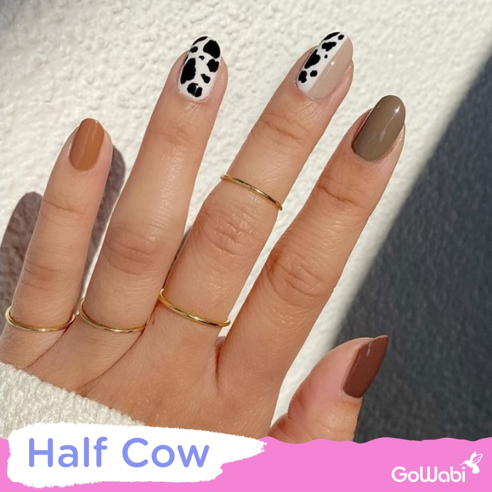 ไอเดียทาเล็บ ลาย half cow