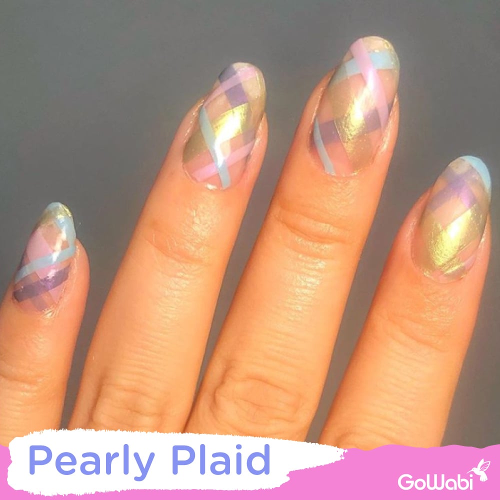 ไอเดียทาเล็บ ลาย  pearly plaid