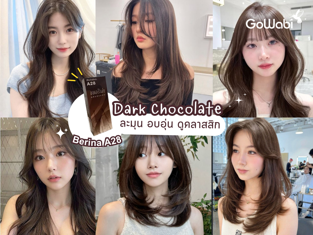 สีผมเบอริน่า หน้าสว่าง ผิวสองสี dark chocolate