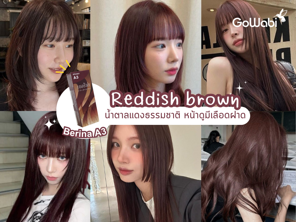 สีผมเบอริน่า หน้าสว่าง ผิวสองสี Reddish brown