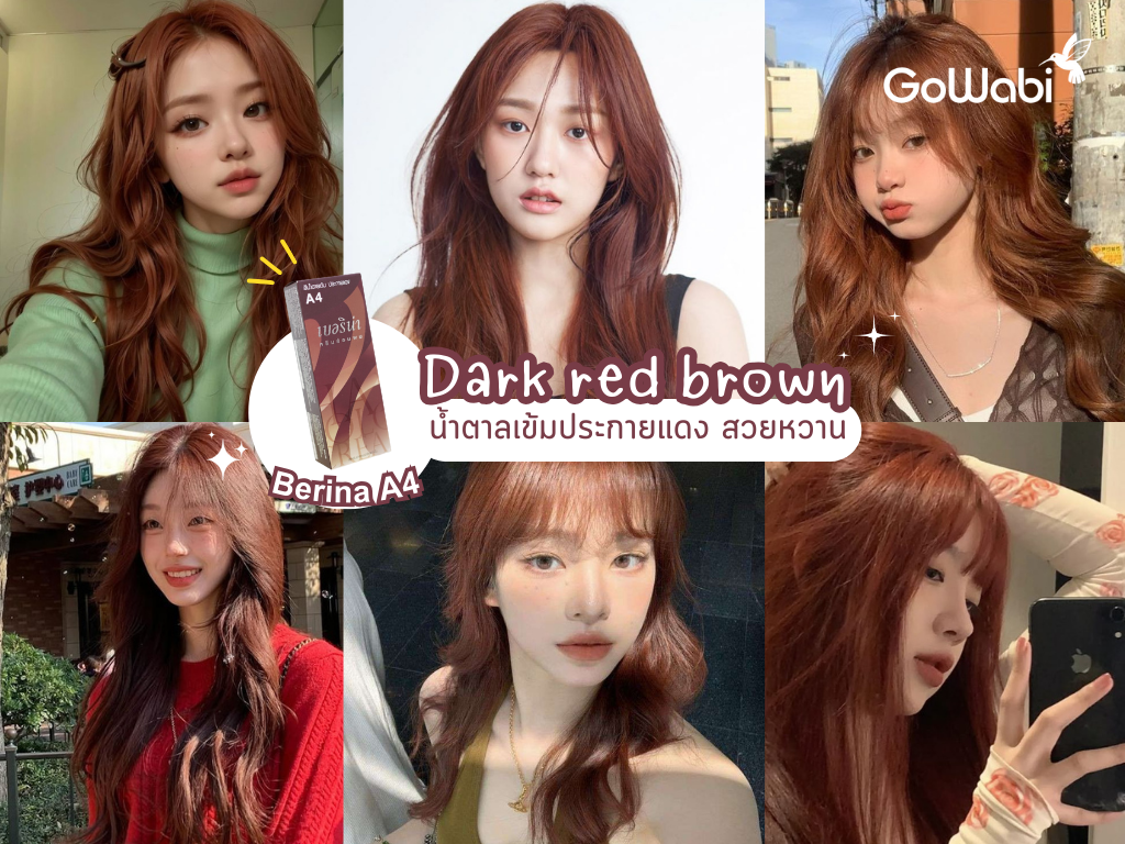 สีผมเบอริน่า หน้าสว่าง ผิวสองสี Dark red brown