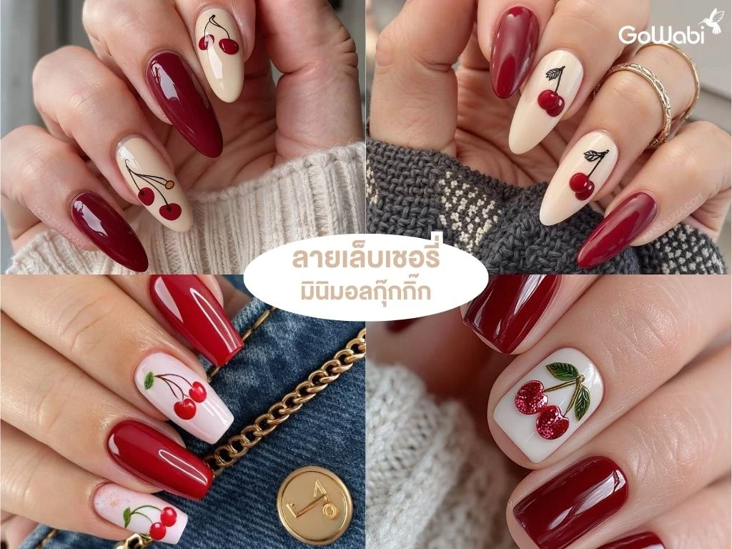 ลายเล็บเชอรี่สุดคิ้วท์ minimal